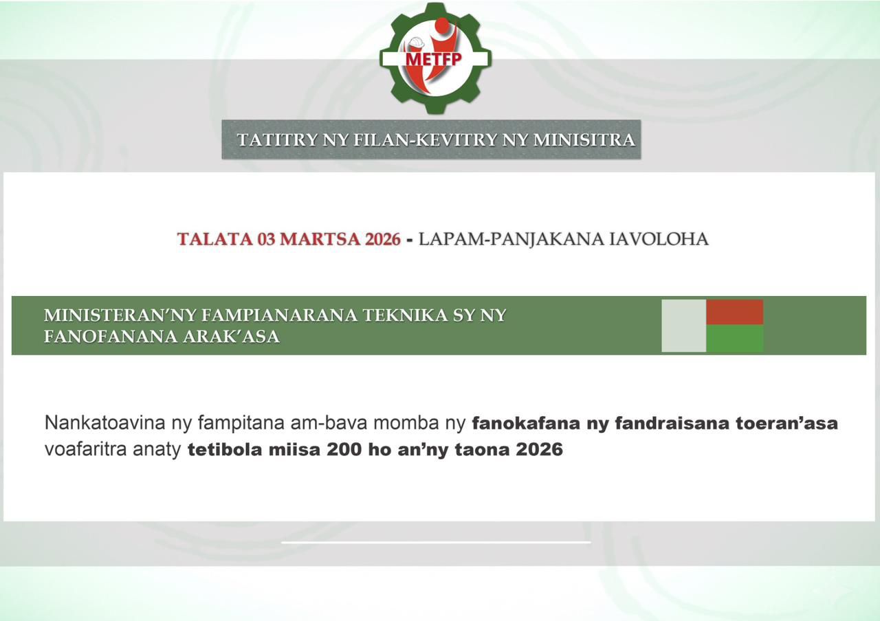 𝗧𝗮𝘁𝗶𝘁𝗿𝘆 𝗻𝘆 𝗳𝗶𝗹𝗮𝗻-𝗸𝗲𝘃𝗶𝘁𝗿𝘆 𝗻𝘆 𝗺𝗶𝗻𝗶𝘀𝗶𝘁𝗿𝗮 𝗻𝘆 𝗧𝗮𝗹𝗮𝘁𝗮 𝟬𝟯 𝗠𝗮𝗿𝘁𝘀𝗮 𝟮𝟬𝟮𝟲.